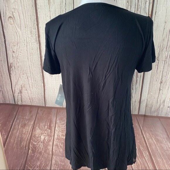 ANA Tee Shirt Top Womens Medium Black Studded Viscose Stretch casual NWT - Picture 7 of 8